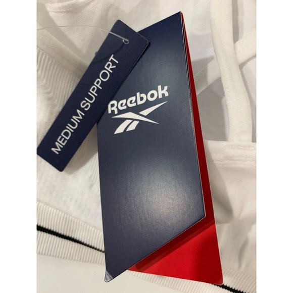 Small Reebok Rise Up Seamless Strappy Bra Sports New Stark White - Picture 8 of 10